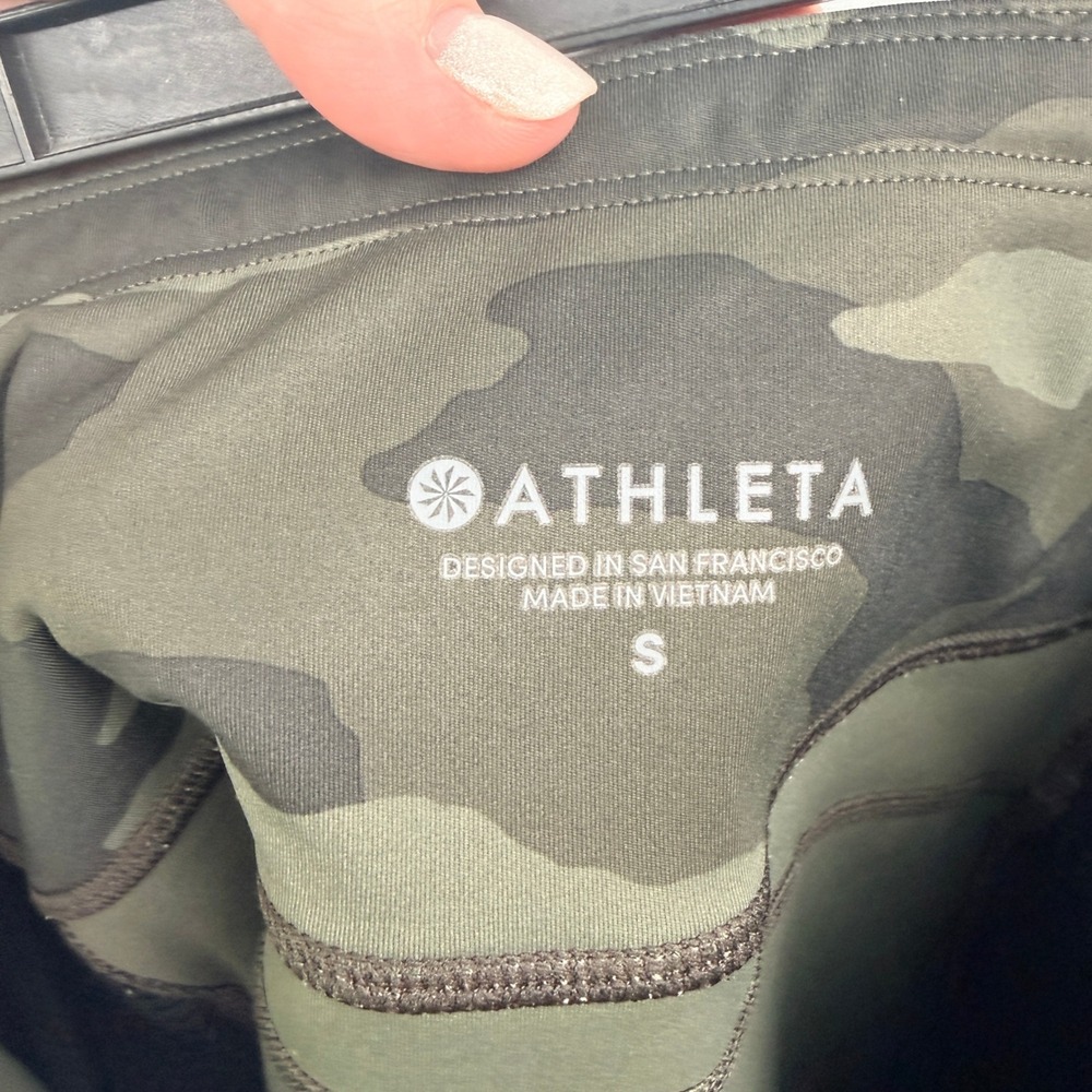 Athleta Camo High Rise Pocket Leggings Small Green Gray Camouflage - Picture 5 of 8